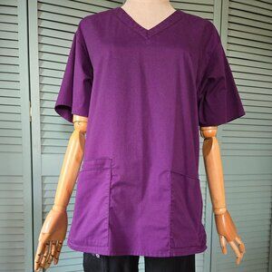 WonderWink WonderWork V-neck scrub top Medium Eggplant purple